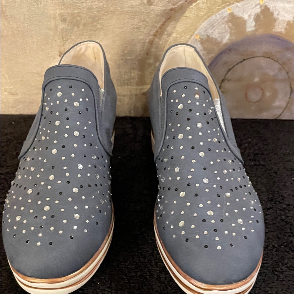 Studded Gray Slip-On Shoes